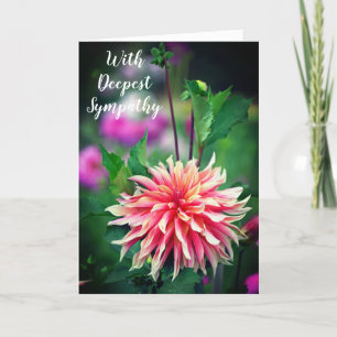 Orange and Pink Dahlia Flower W/ Deepest Sympathy Thank You Card
