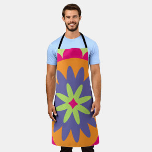 orange and pink floral shapes illustration apron