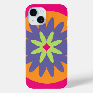 orange and pink floral shapes illustration iPhone 15 case