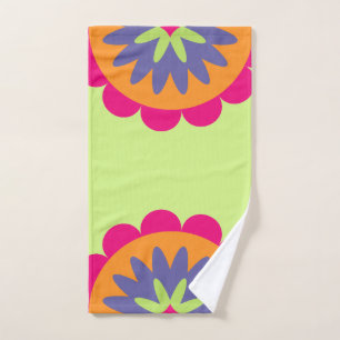 orange and pink floral shapes illustration hand towel