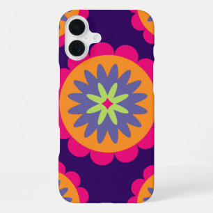 orange and pink floral shapes illustration iPhone 16 plus case
