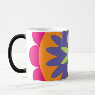 orange and pink floral shapes illustration magic mug