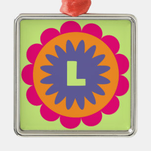 orange and pink floral shapes illustration metal ornament