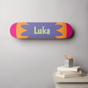 orange and pink floral shapes illustration skateboard