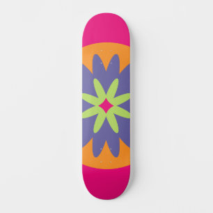 orange and pink floral shapes illustration skateboard