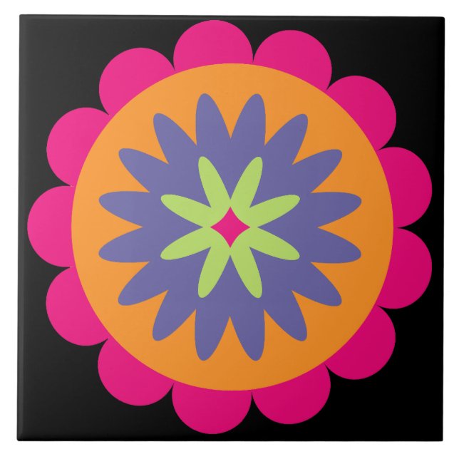 orange and pink floral shapes illustration tile (Front)