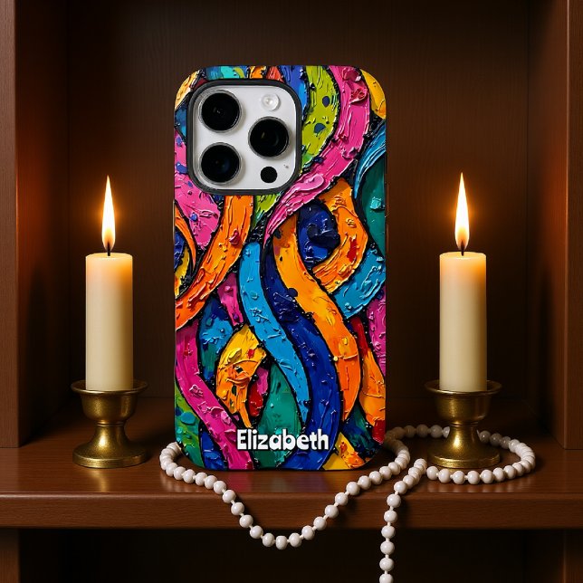 Orange and Pink Floral Swirls Case-Mate iPhone Case (Creator Uploaded)