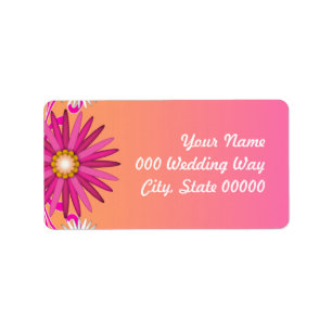 Orange and Pink Floral Wedding Address Labels