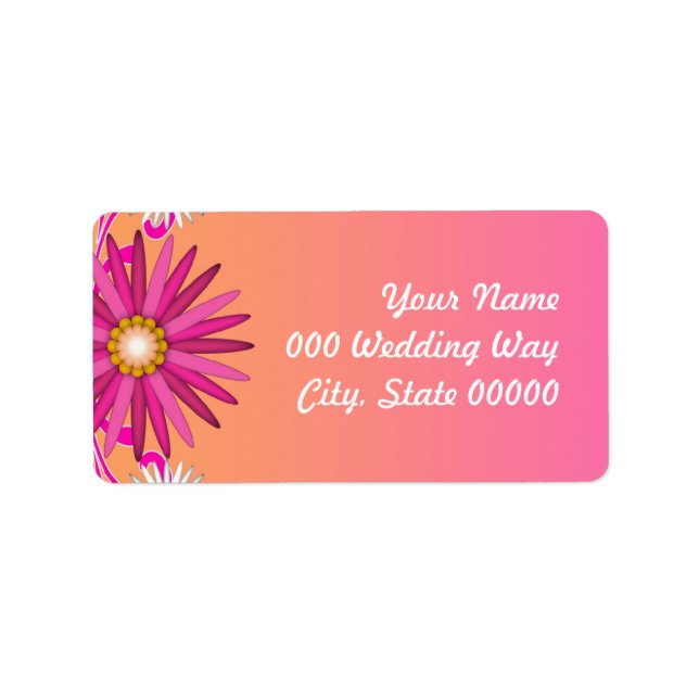 Orange and Pink Floral Wedding Address Labels (Front)