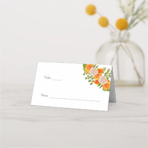 Orange and Pink Floral Wedding Place Card