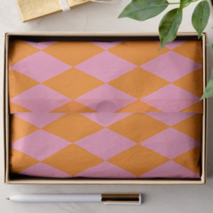Orange and Pink Harlequin Checkered Design  Tissue Paper