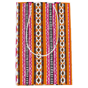Orange and Pink Kente African Pattern Medium Gift Bag