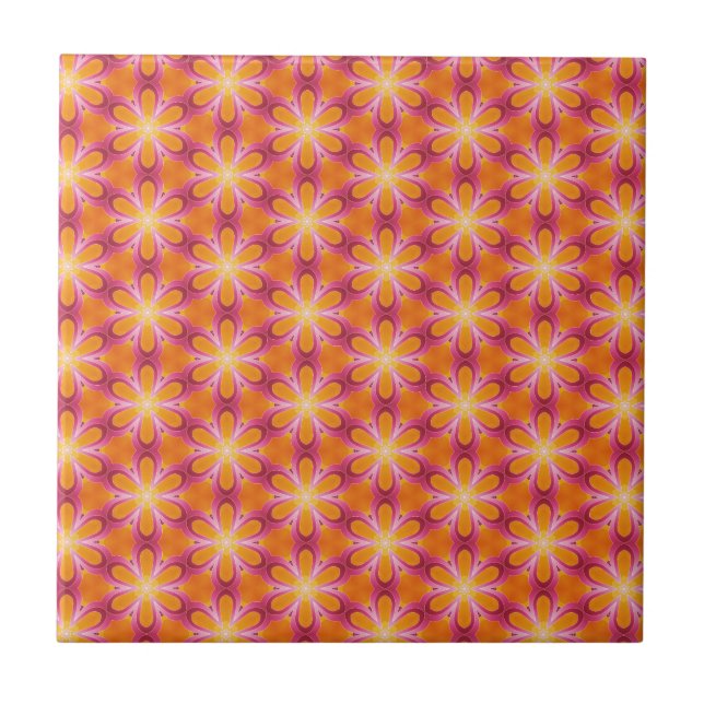 Orange and Pink Pattern Tile (Front)