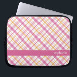 Orange and Pink Plaid Pattern Laptop Sleeve<br><div class="desc">Stylish and chic plaid pattern personalized design.</div>