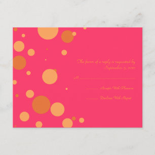 Orange and Pink Polka Dot Wedding RSVP Card