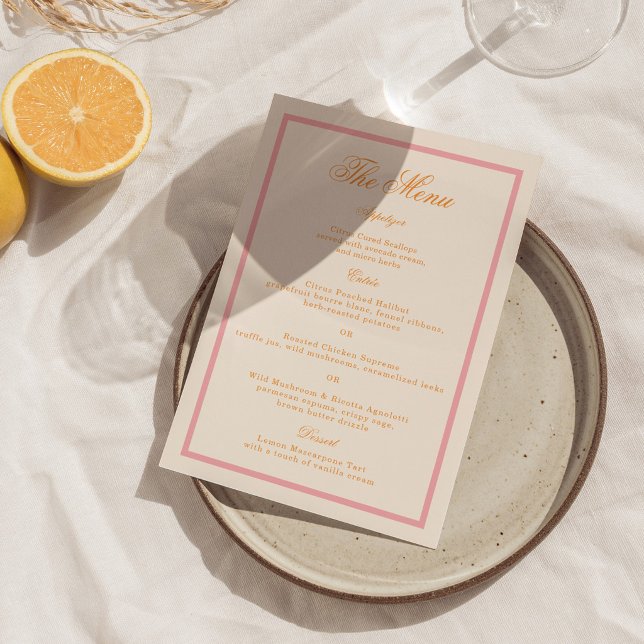 Orange and Pink Preppy Stripes Menu Card (Creator Uploaded)