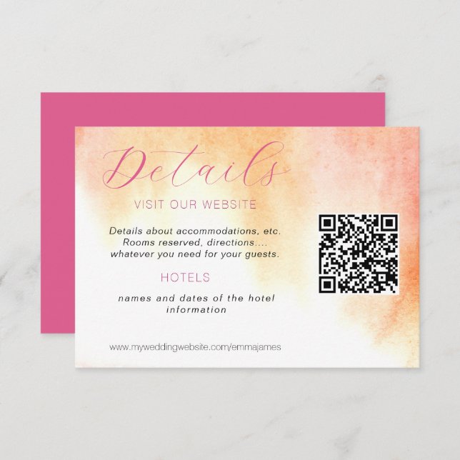 Orange and Pink Rose Detail Accommodation RSVP Car (Front/Back)