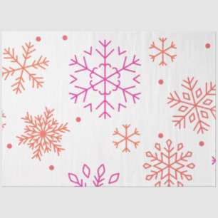 Orange and Pink Snowflakes White Christmas Tissue Paper
