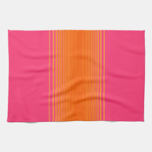 Orange and Pink Striped Pattern Kitchen Towel