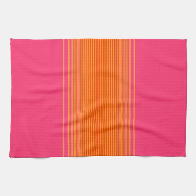 Orange and Pink Striped Pattern Kitchen Towel (Horizontal)