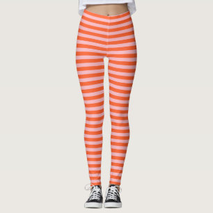 Orange and Pink Stripes Leggings