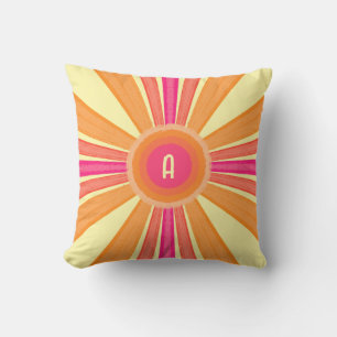 Orange and Pink Sunshine Throw Pillow