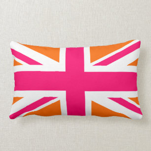 Orange and Pink Union Jack Lumbar Pillow
