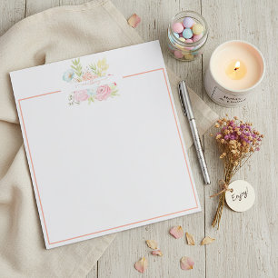 Orange and pink watercolor floral personalized   notepad