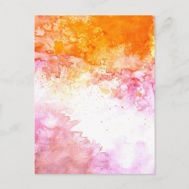 Orange and Pink Watercolor Ink Pattern Postcard (Front)