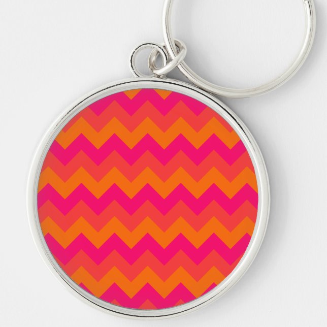 Orange and Pink Zigzag Keychain (Front)