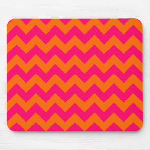 Orange and Pink Zigzag Mouse Pad