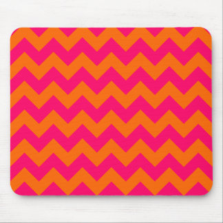 Orange and Pink Zigzag Mouse Pad