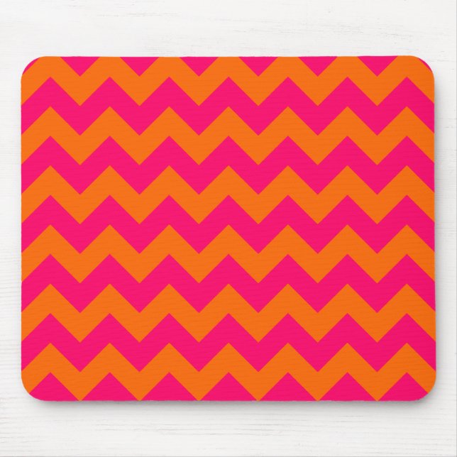 Orange and Pink Zigzag Mouse Pad (Front)