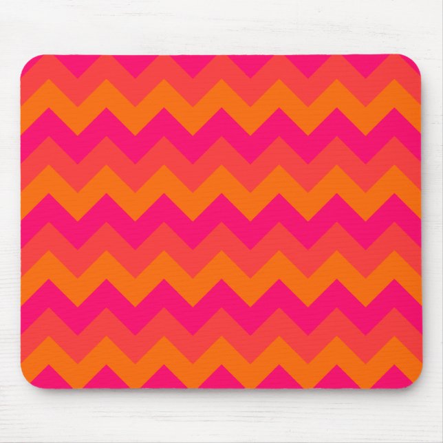 Orange and Pink Zigzag Mouse Pad (Front)