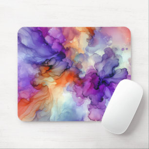Orange and Purple Alcohol Ink Abstract Mouse Pad