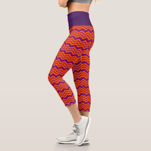 Orange and Purple Chevron Pattern Design Capri Leggings