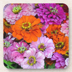 Orange and purple dahlia flowers coaster