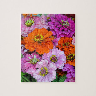 Orange and purple dahlia flowers jigsaw puzzle