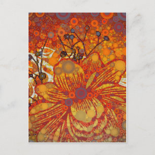 Orange and Purple Floral Modern Pop Art Postcard