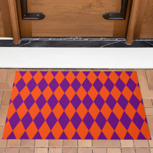 Orange and Purple Harlequin Checkered Design  Doormat