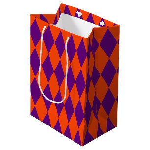 Orange and Purple Harlequin Checkered Design Medium Gift Bag