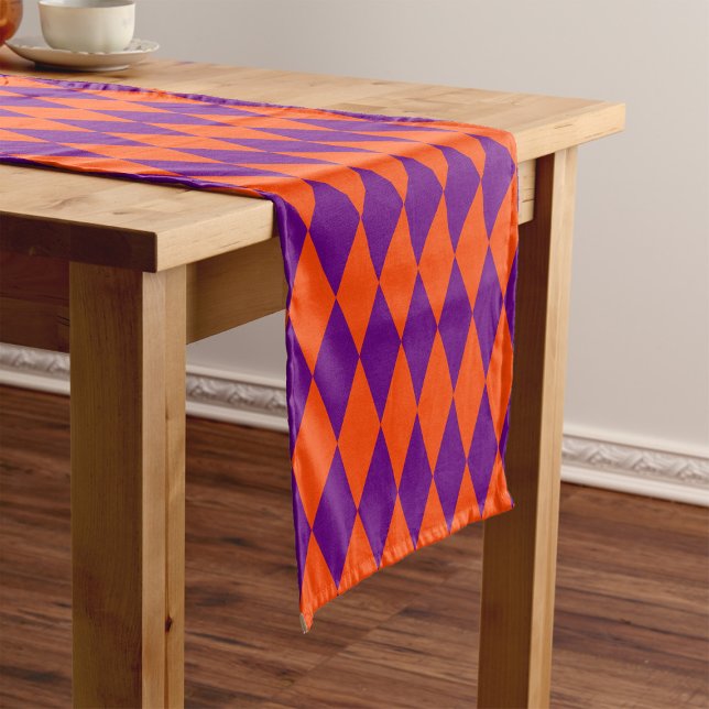 Orange and Purple Harlequin Checkered Design  Short Table Runner (Creator Uploaded)