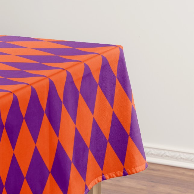 Orange and Purple Harlequin Checkered Design  Tablecloth (Creator Uploaded)