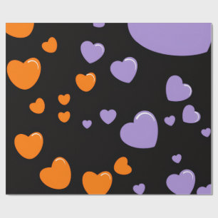 orange and purple heart pattern wrapping paper