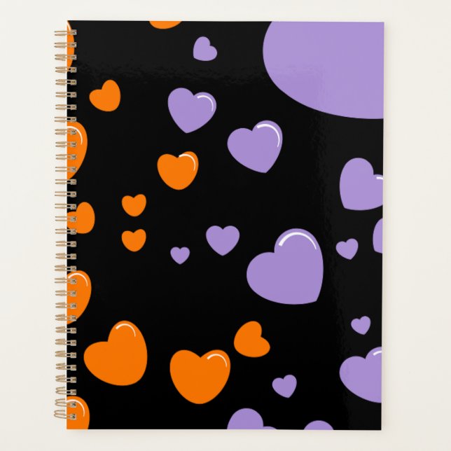 orange and purple hearts polka dots (Devant)
