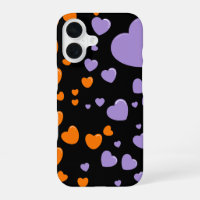 orange and purple hearts polka dots