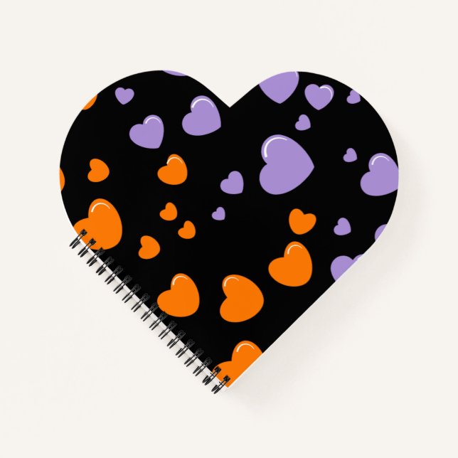orange and purple hearts polka dots notebook (Front)