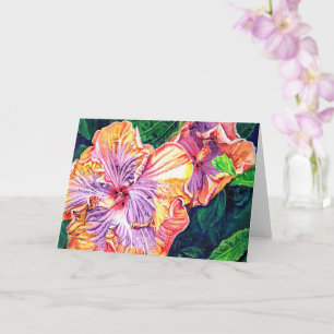 Orange and Purple Hibiscus Greeting Card