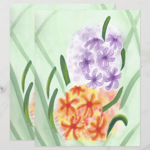 Orange and Purple Hyacinth Flowers Scrapbook Paper