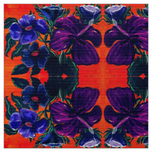 Orange and Purple Lilies Fabric